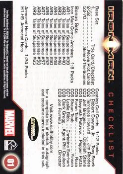 Iron Man best rookie card - Robert Downey Jr. - Iron Man - back