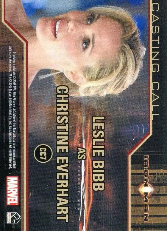 Leslie Bibb as Christine Everhart best rookie card - Iron Man - back