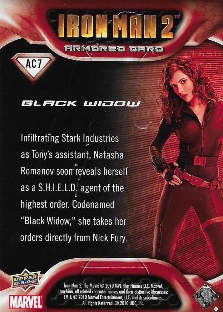 Black Widow best rookie card - Scarlett Johansson - Iron Man 2 - back