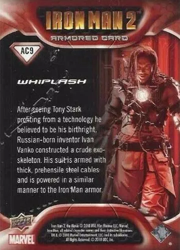 Mickey Rourke as Whiplash best rookie card - Iron Man 2 - back