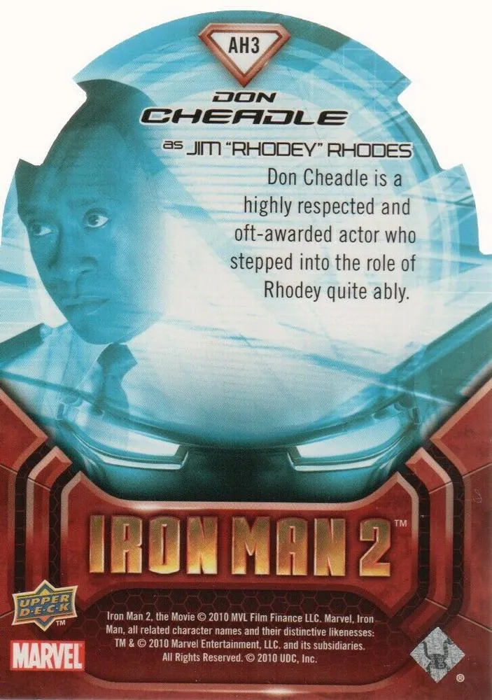 James Rhodes best rookie card - Don Cheadle - Iron Man 2 - back