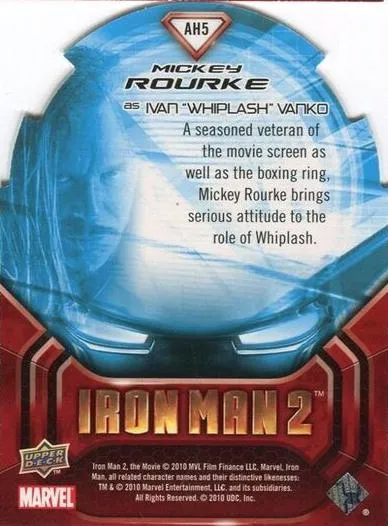 Mickey Rourke as Ivan Vanko best rookie card - Iron Man 2 - back