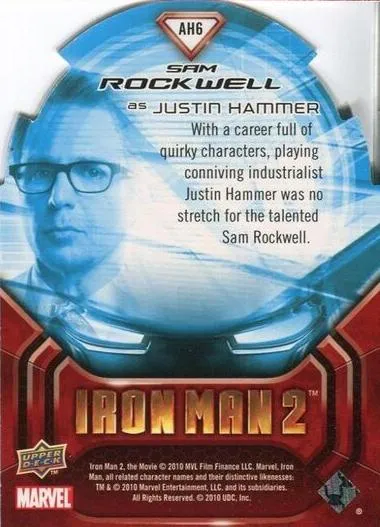 Justin Hammer best rookie card - Sam Rockwell - Iron Man 2 - back