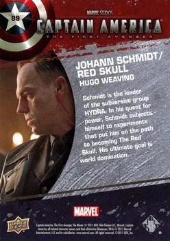 Red Skull best rookie card - Hugo Weaving - Captain America The First Avenger - back