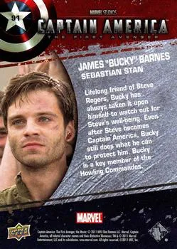 Bucky Barnes best rookie card - Sebastian Stan - Captain America The First Avenger - back