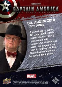 Toby Jones as Arnim Zola best rookie card - Captain America The First Avenger - back