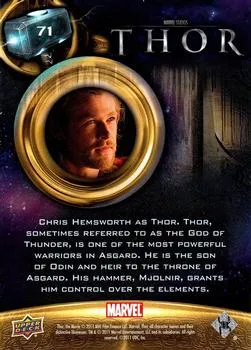 Thor best rookie card - Chris Hemsworth - Thor - back
