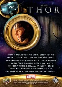 Loki best rookie card - Tom Hiddleston - Thor - back