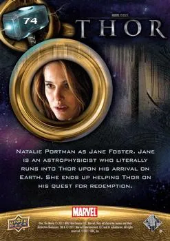 Jane Foster best rookie card - Natalie Portman - Thor - back
