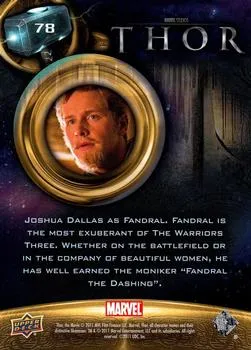 Fandral best rookie card - Josh Dallas - Thor - back