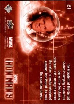 William Sadler as President Ellis best rookie card - Iron Man 3 - back