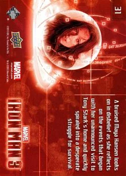 Rebecca Hall as Maya Hansen best rookie card - Iron Man 3 - back
