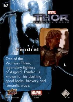Fandral best rookie card - Zachary Levi - Thor: The Dark World - back