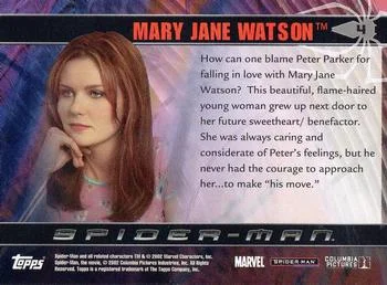 Mary Jane Watson best rookie card - Kirsten Dunst - Spider-Man - back