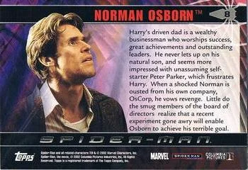 Willem Dafoe as Norman Osborn best rookie card - Spider-Man - back