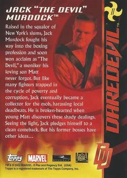 David Keith as Jack Murdock best rookie card - Daredevil - back