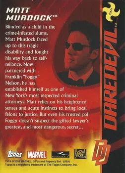 Ben Affleck as Matt Murdock best rookie card - Daredevil - back