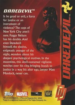 Ben Affleck as Daredevil best rookie card - Daredevil - back