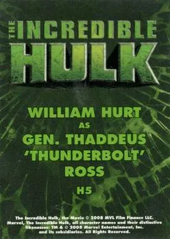 General Thaddeus Ross best rookie card - William Hurt - The Incredible Hulk - back