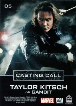 Gambit best rookie card - Taylor Kitsch - X-Men Origins Wolverine - back